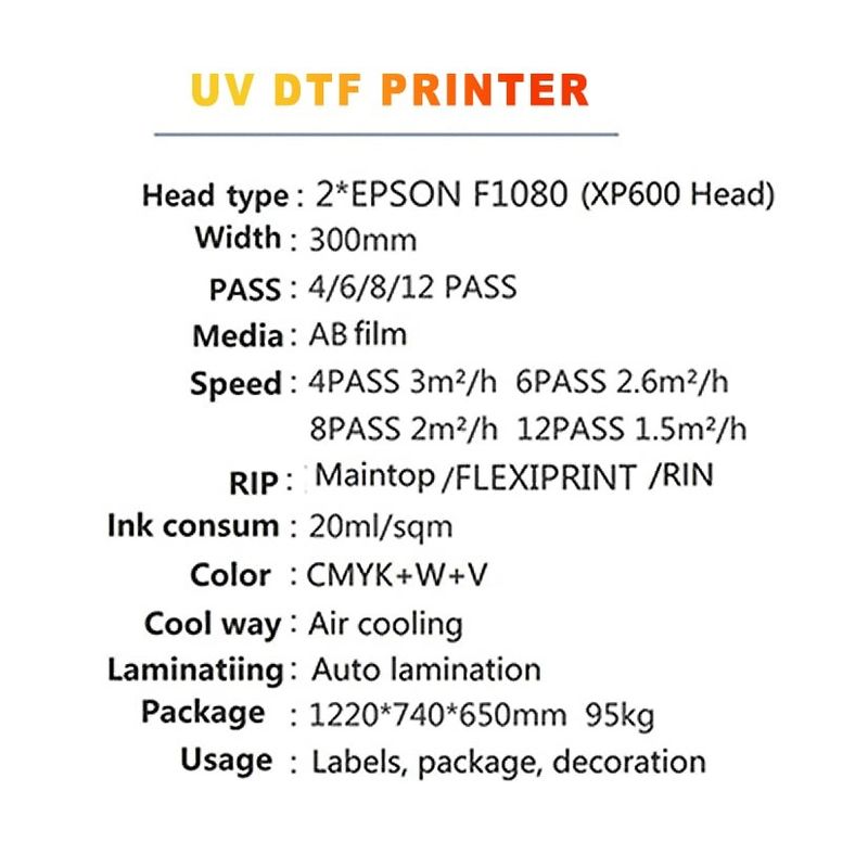 High Resolution UV DTF Printer 300mm Uv Dtf Machine For Bottle Acrylic Plastic