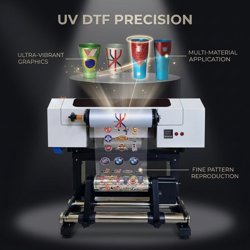 300mm UV DTF Printer I3200U1 Printhead CMYK White Varnish Bright Colorful Output Machine